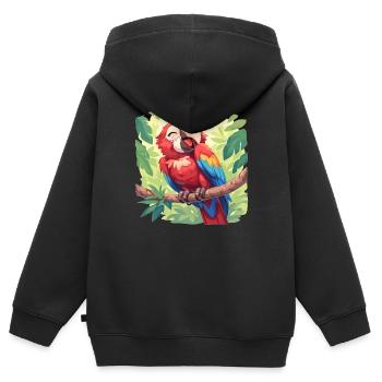 L’ère de l’ara - Sweat Premium à capuche zippé enfant bio - noir - Dos - AI Model Kid Male (0cm)