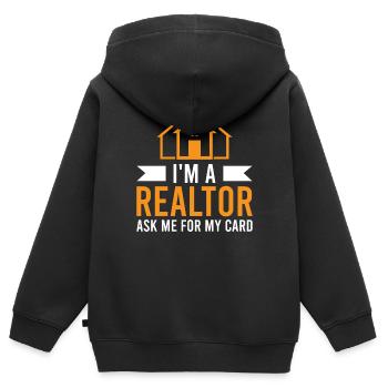 Immobilienmakler Makler Immobilien - Kinder Premium Organic Zip Hoodie - Schwarz - Hinten - AI Model Kid Male (0cm)