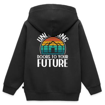 Immobilienmakler Makler Immobilien - Kinder Premium Organic Zip Hoodie - Schwarz - Hinten - AI Model Kid Male (0cm)