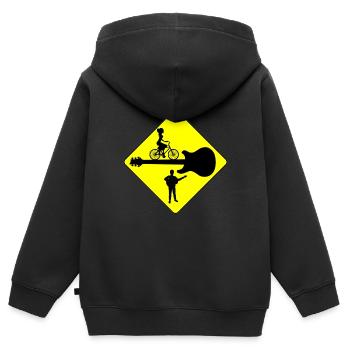 Vintage Style Guitar and Bike 2025 - Kids Premium Organic Zip-up Hoodie - black - Back - AI Model Kid Male (0cm)