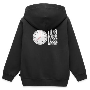 Jeûne intermittent Jeûne intermittent - Sweat Premium à capuche zippé enfant bio - noir - Dos - AI Model Kid Male (0cm)
