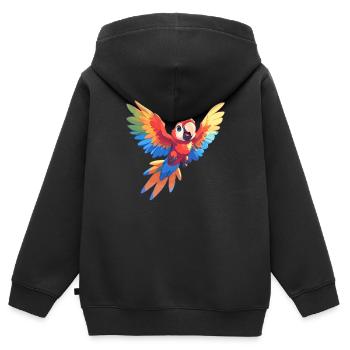 L’ère de l’ara - Sweat Premium à capuche zippé enfant bio - noir - Dos - AI Model Kid Male (0cm)