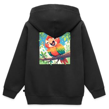 L’ère de l’ara - Sweat Premium à capuche zippé enfant bio - noir - Dos - AI Model Kid Male (0cm)