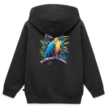L’ère de l’ara - Sweat Premium à capuche zippé enfant bio - noir - Dos - AI Model Kid Male (0cm)