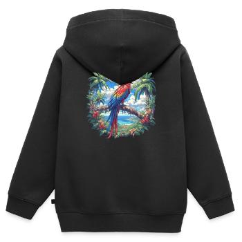 L’ère de l’ara - Sweat Premium à capuche zippé enfant bio - noir - Dos - AI Model Kid Male (0cm)