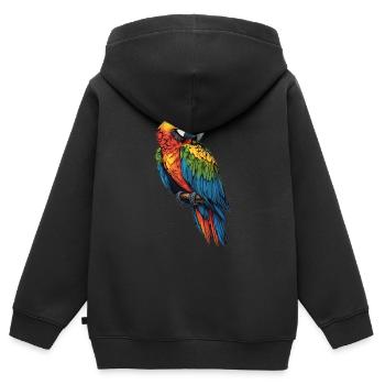 L’ère de l’ara - Sweat Premium à capuche zippé enfant bio - noir - Dos - AI Model Kid Male (0cm)