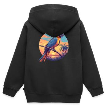 L’ère de l’ara - Sweat Premium à capuche zippé enfant bio - noir - Dos - AI Model Kid Male (0cm)