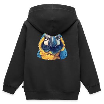 L’ère de l’ara - Sweat Premium à capuche zippé enfant bio - noir - Dos - AI Model Kid Male (0cm)