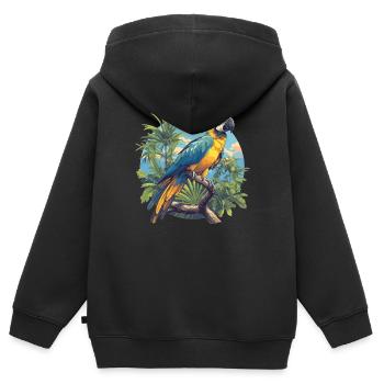 L’ère de l’ara - Sweat Premium à capuche zippé enfant bio - noir - Dos - AI Model Kid Male (0cm)