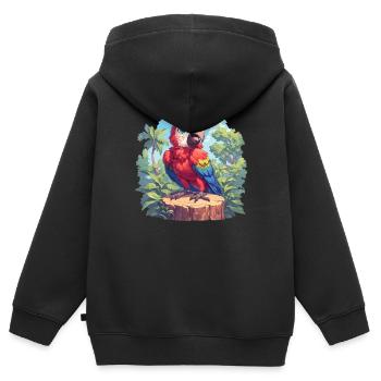 L’ère de l’ara - Sweat Premium à capuche zippé enfant bio - noir - Dos - AI Model Kid Male (0cm)