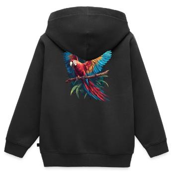 L’ère de l’ara - Sweat Premium à capuche zippé enfant bio - noir - Dos - AI Model Kid Male (0cm)