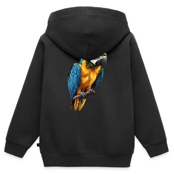 L’ère de l’ara - Sweat Premium à capuche zippé enfant bio - noir - Dos - AI Model Kid Male (0cm)