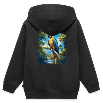 L’ère de l’ara - Sweat Premium à capuche zippé enfant bio - noir - Dos - AI Model Kid Male (0cm)