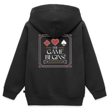 PLAYING CARD - Kids Premium Organic Zip-up Hoodie - black - Back - AI Model Kid Male (0cm)