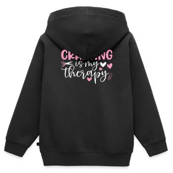 Basteln ist meine Therapie Lustiges Basteln Häkeln - Kinder Premium Organic Zip Hoodie - Schwarz - Hinten - AI Model Kid Male (0cm)