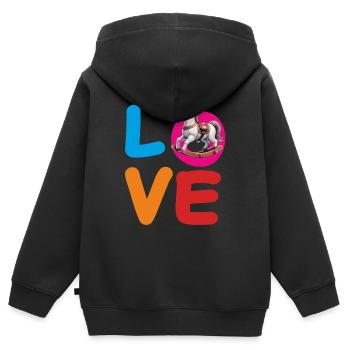 CHEVAL À BASCULE D’AMOUR - Sweat Premium à capuche zippé enfant bio - noir - Dos - AI Model Kid Male (0cm)