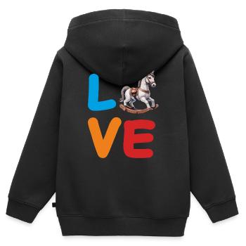 CHEVAL À BASCULE D’AMOUR - Sweat Premium à capuche zippé enfant bio - noir - Dos - AI Model Kid Male (0cm)