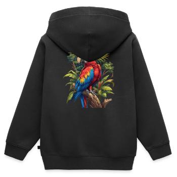 L’ère de l’ara - Sweat Premium à capuche zippé enfant bio - noir - Dos - AI Model Kid Male (0cm)