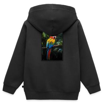 L’ère de l’ara - Sweat Premium à capuche zippé enfant bio - noir - Dos - AI Model Kid Male (0cm)