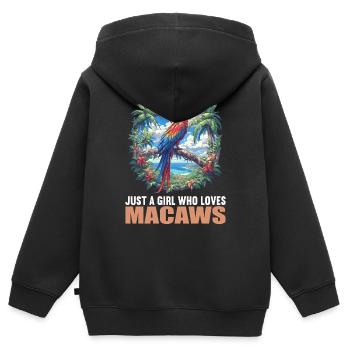 L’ère de l’ara - Sweat Premium à capuche zippé enfant bio - noir - Dos - AI Model Kid Male (0cm)