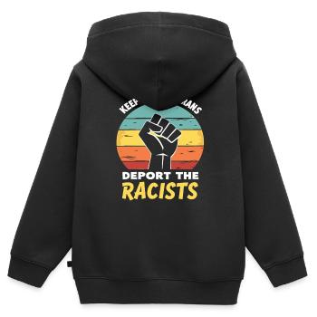Antirassismus Vielfalt, Gerechtigkeit & Gleichheit - Kinder Premium Organic Zip Hoodie - Schwarz - Hinten - AI Model Kid Male (0cm)