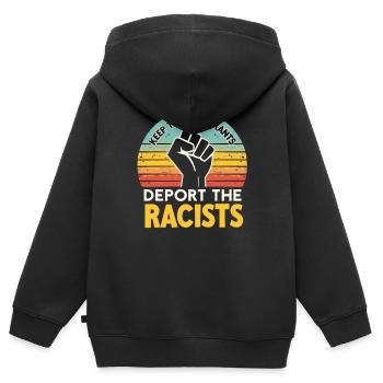 Antirassismus Vielfalt, Gerechtigkeit & Gleichheit - Kinder Premium Organic Zip Hoodie - Schwarz - Hinten - AI Model Kid Male (0cm)