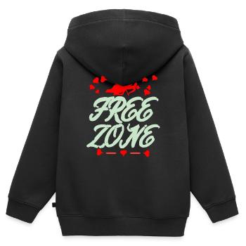 Umarmungsfreie Zone Valentinstag - Kinder Premium Organic Zip Hoodie - Schwarz - Hinten - AI Model Kid Male (0cm)