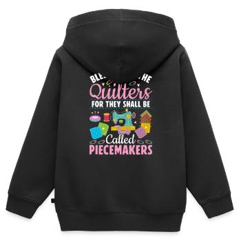 Funny Quilting Lover Gift For Women Sewing Quilter - Kids Premium Organic Zip-up Hoodie - black - Back - AI Model Kid Male (0cm)