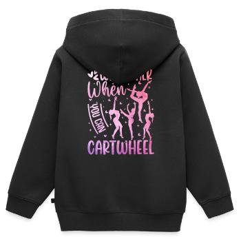 Why run when you can do cartwheels Design - Kids Premium Organic Zip-up Hoodie - black - Back - AI Model Kid Male (0cm)
