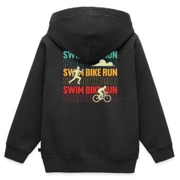 Schwimmen Rad Laufen Lustig Triathlet Retro Triathlon - Kinder Premium Organic Zip Hoodie - Schwarz - Hinten - AI Model Kid Male (0cm)