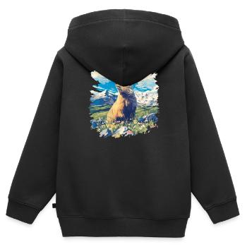 Murmeltiere Murmeltier - Kinder Premium Organic Zip Hoodie - Schwarz - Hinten - AI Model Kid Male (0cm)