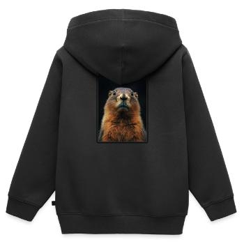 Murmeltiere Murmeltier - Kinder Premium Organic Zip Hoodie - Schwarz - Hinten - AI Model Kid Male (0cm)