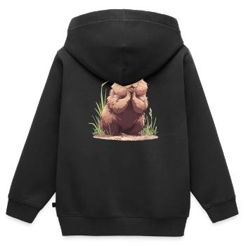 Murmeltiere Murmeltier - Kinder Premium Organic Zip Hoodie - Schwarz - Hinten - AI Model Kid Male (0cm)
