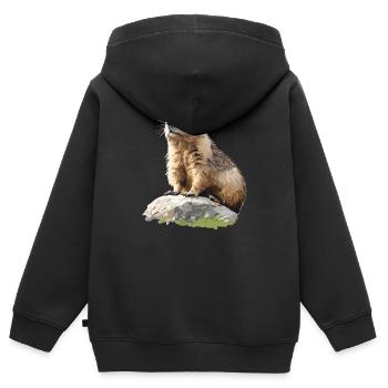Murmeltiere Murmeltier - Kinder Premium Organic Zip Hoodie - Schwarz - Hinten - AI Model Kid Male (0cm)