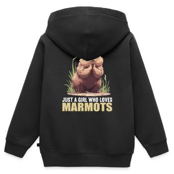 Murmeltiere Murmeltier - Kinder Premium Organic Zip Hoodie - Schwarz - Hinten - AI Model Kid Male (0cm)
