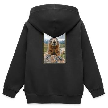 Murmeltiere Murmeltier - Kinder Premium Organic Zip Hoodie - Schwarz - Hinten - AI Model Kid Male (0cm)