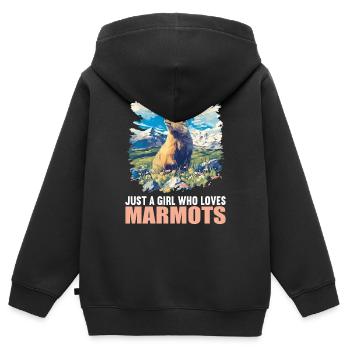 Murmeltiere Murmeltier - Kinder Premium Organic Zip Hoodie - Schwarz - Hinten - AI Model Kid Male (0cm)