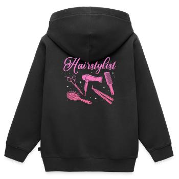 Hairstylist Haircutter Barber Beauty Styling Hair - Kinder Premium Organic Zip Hoodie - Schwarz - Hinten - AI Model Kid Male (0cm)