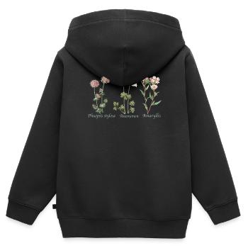 Botanische Illustration Illustration Botanique - Sweat Premium à capuche zippé enfant bio - noir - Dos - AI Model Kid Male (0cm)