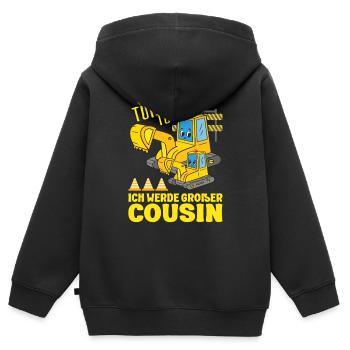 Ich Werde Großer Cousin 2026 Bagger bald Großer - Kinder Premium Organic Zip Hoodie - Schwarz - Hinten - AI Model Kid Male (0cm)