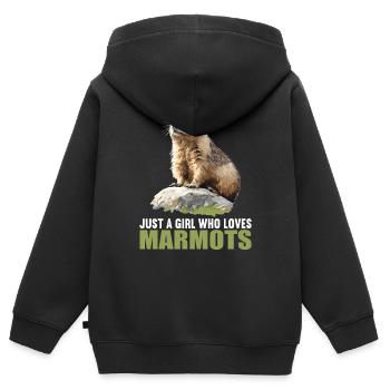 Murmeltiere Murmeltier - Kinder Premium Organic Zip Hoodie - Schwarz - Hinten - AI Model Kid Male (0cm)