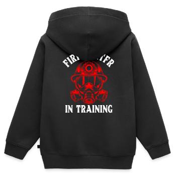 Feuerwehrmann in der Ausbildung Ersthelfer Zukunft - Kinder Premium Organic Zip Hoodie - Schwarz - Hinten - AI Model Kid Male (0cm)