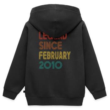 15 Years Old Legend Since February 2010 Birthday - Kids Premium Organic Zip-up Hoodie - black - Back - AI Model Kid Male (0cm)