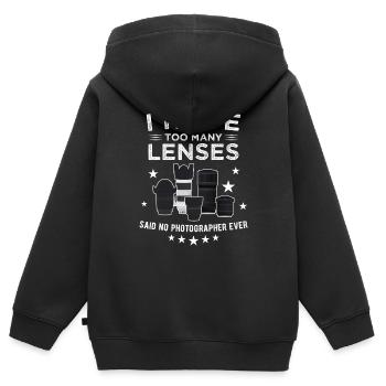 I Have Too Many Lenses Said No Photographer Ever - Kinder Premium Organic Zip Hoodie - Schwarz - Hinten - AI Model Kid Male (0cm)