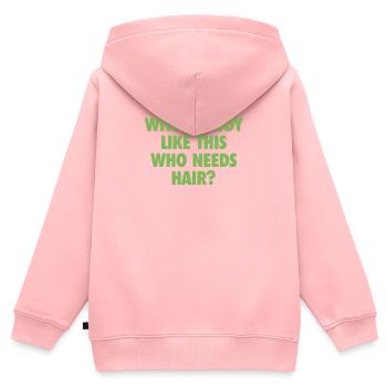 Mit einem Körper wie diesem, der Haare braucht Glatze Mann - Kinder Premium Organic Zip Hoodie - Rosa - Hinten - AI Model Kid Female (0cm)
