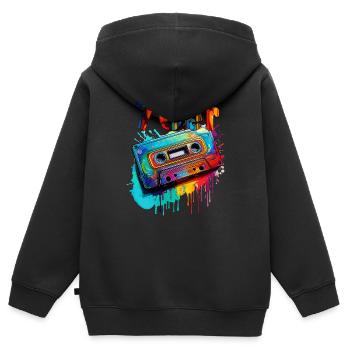 MUSIKKASETTE 70er - Kinder Premium Organic Zip Hoodie - Schwarz - Hinten - AI Model Kid Male (0cm)