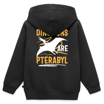 Drôle de Dino Jeu de mots Ptérodactyle - Sweat Premium à capuche zippé enfant bio - noir - Dos - AI Model Kid Male (0cm)