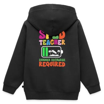Sped Teacher Summer Recharge Required - Kids Premium Organic Zip-up Hoodie - black - Back - AI Model Kid Male (0cm)