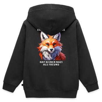 EIN SCHLAUER FUCHS - Kinder Premium Organic Zip Hoodie - Schwarz - Hinten - AI Model Kid Male (0cm)