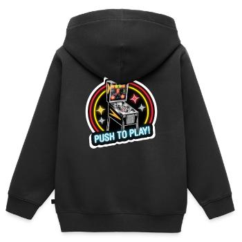 FLIPPER, PUSH TO PLAY - Kinder Premium Organic Zip Hoodie - Schwarz - Hinten - AI Model Kid Male (0cm)
